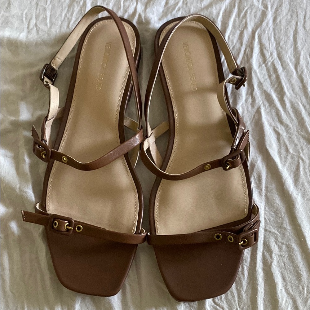 Veronica Beard Brown Leather Sandals